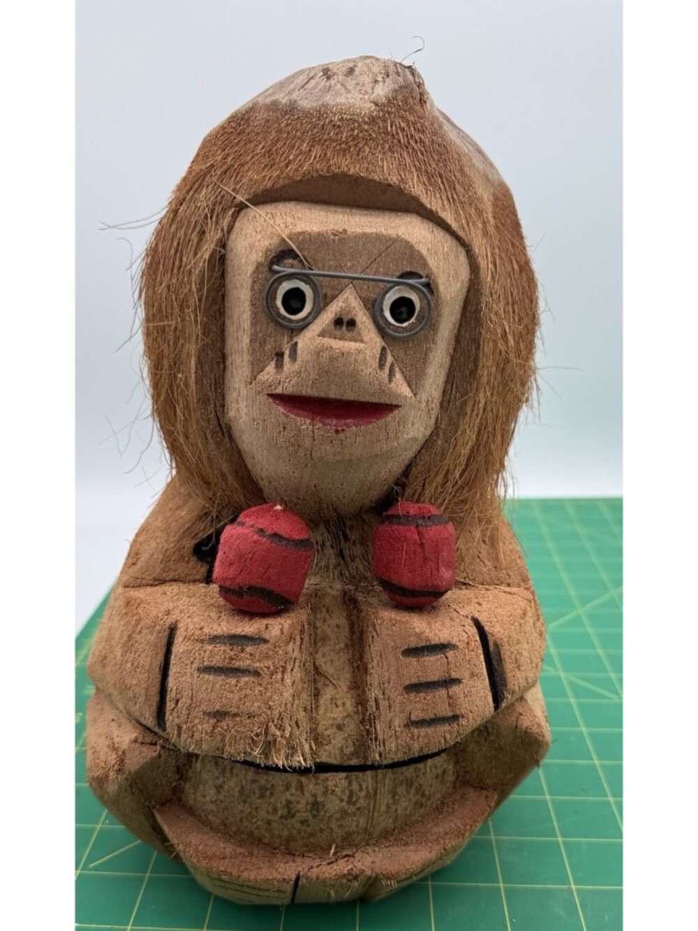 Hawaiian Tiki Bar Hand Carved Coconut Monkey